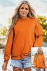 Black Oversize Drop Shoulder Reversible Mock Neck Sweatshirt