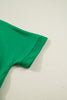 Bright Green Contrast Patchwork Half Zip Elastic Waist Short Sleeve Mini Dress