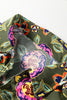 Green Plus Size Floral Print Collared V Neck Loose Mini Dress