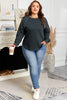 Black Studded Decor Ribbed Edge Mineral Wash Plus Size Jumper
