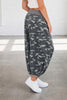 Multicolour Drawstring Contrast Waistband Camouflage Cargo Barrel Pants