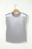 Silvery Metallic Luster Crew Neck Shift Tank Top