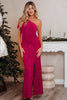 Pitaya Pink One Shoulder Thigh High Split Bodycon Sequin Gown