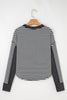 Khaki Stripe Thermal Knit Drop Shoulder Casual Top