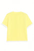 Yellow Cream Ribbed Knit Contrast Frilled Short Sleeve Sweater Cardigan