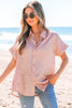 Delicacy Metallic Buttoned Loose Fit Short Sleeve Shirt
