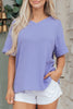 Wisteria Waffle V Neck Short Sleeve Knit Top