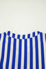 Sky Blue Stripe Balloon Sleeve Loose Button up Shirt