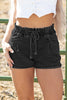 High-rise Drawstring High Waist Casual Denim Shorts with Pockets