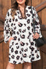 Khaki Leopard Print Contrast V Neck Plus Size Shift Mini Dress