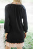 Black Contrast Color Block Leopard Trim Plus Size Ribbed Dress