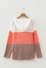Gold Flame Ribbed Colorblock Hooded Pullover Long Sleeve Top