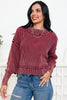Red Dahlia Drop Shoulder High Neck Ribbed Sweater