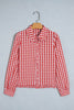 Red Plaid Long Sleeve Button Down Frill Detail Casual Shirt