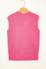 Bright Pink Western Cowboy Embroidery Round Neck Sleeveless Sweater
