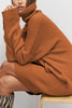 Black Solid Color Turtleneck Drop Shoulder Loose Sweater Dress