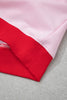 Pink Color Block Contrast Trim Plus Size Sweatshirt
