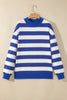 Brown Stripe Colorblock Mock Neck Relaxed Sweatshirt