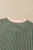 Green Stripe Striped V Neck Patchwork Long Sleeve Regular Fit Cardigan