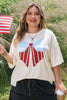 White Distressed Flag Bow Patched Plus Size T Shirt