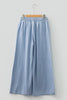 Sky Blue Stripe Chambray Wide Leg Tied Elastic Waist Trousers