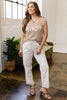 Parchment Contrast Trim Short Sleeve Knit HOWDY Western Sweater