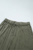 Jungle Green Mineral Wash Seam Detail Flare Leg Drawstring Pants