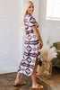 Beige Western Aztec Printed Long T-shirt Dress