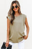 Sage Green Studded Cap Sleeve Round Neck T Shirt