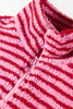 Pink Stripe Quarter Zip Fleece Oversize Sweatshirt
