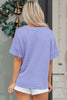 Wisteria Waffle V Neck Short Sleeve Knit Top