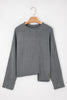 Medium Grey Raw Edge Uneven Hem Patchwork Drop Shoulder Sweater