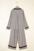 Brown Leopard Print Bow Knot Patchwork Long Sleeve Lounge Set