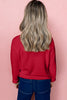 Racing Red MERRY Letter Pattern Christmas Raglan Sleeve Sweater
