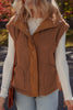 Beige Faux Fur Snap Button Front Knot Side Plush Vest with Pockets