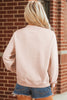 Light Pink Sequin Heart Patched Love Cake Mock Neck Sweatshirt