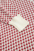 Red Contrast Color Pattern Lantern Sleeve Sweater