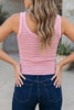 Yellow Stripe Ribbed Knit Slim Tank Top