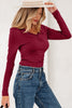 Smoke Gray Lace-trimmed Sweetheart Neckline Ruched Detail Long Sleeve T-shirt