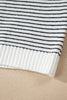 Black Stripe Contrast Trim Cap Sleeve Button Down Casual Cardigan