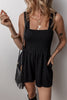 Black Smocked Bust Textured Knit Sleeveless Romper