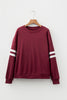 Red Dahlia Varsity Striped Detail Drop Shoulder Oversized Sweatshirt
