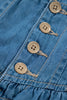 Sky Blue Half Buttons Pleated High Waist Denim Mini Skirt with Drawstring