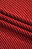 Red Cozy Ribbed Patchwork Polka Dot Trim Long Sleeve 2pcs Pant Set