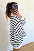Blue Stripe Striped Stand Neck Long Sleeve Ribbed Cuff Hem Sweatshirt