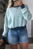 Iceland Blue Contrast Edge Colorblock Patchwork Crop Sweatshirt