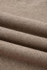 Simply Taupe Ribbed Knit Contrasted Stripe Detail Button Side Loose Sweater
