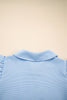 Beau Blue Textured Ruffled Sleeve Zipped Top and Wide Leg Pants Set