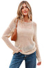 Smoke Gray Crochet Hollow-out Jumper Top Sweater