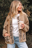 Casual Leopard Print Accent Plush Jacket with Pockets
